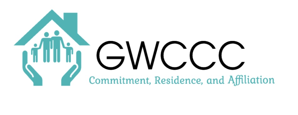 George Washington Carver Community Center logo feature a family under a house outline cupped by two hands