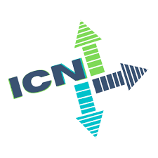 Interagency Council of Norristown's logo, featuring the words ICN in navy blue with a turquoise outline, and three arrows in the colors turquoise, lime green, and navy blue.