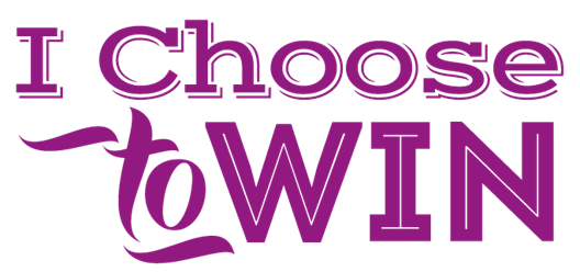 I Choose to Win logo with a featuring the organization name in purple lettering 