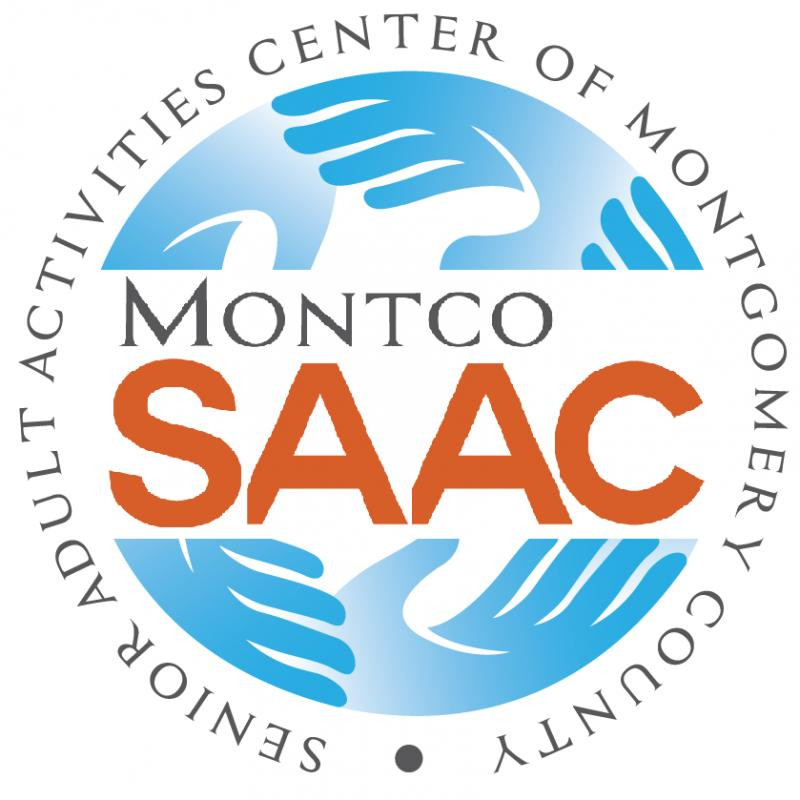 Senior Adult Activities Center of Montgomery County logo featuring blue hands in the shape of a circle.