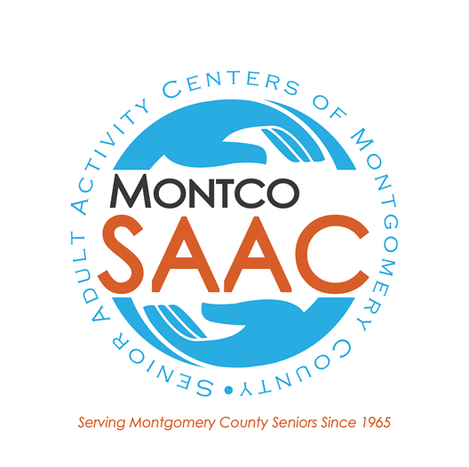 Senior Activity Centers of Montgomery County logo featuring a blue circle and the tagline 'serving Montgomery County seniors since 1965'