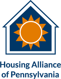 A blue-outlined home with an orange sun inside