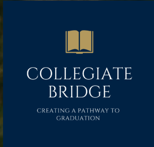 blue square with a book and white writing