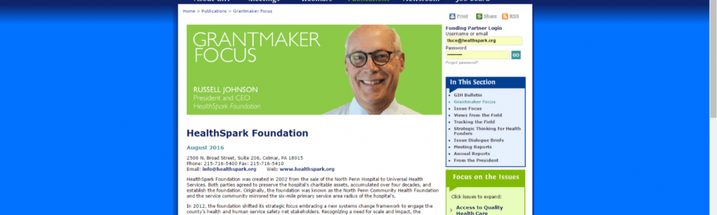 Screen shot of a webpage featuring a news letter and head shot of a smiling Caucasian man.