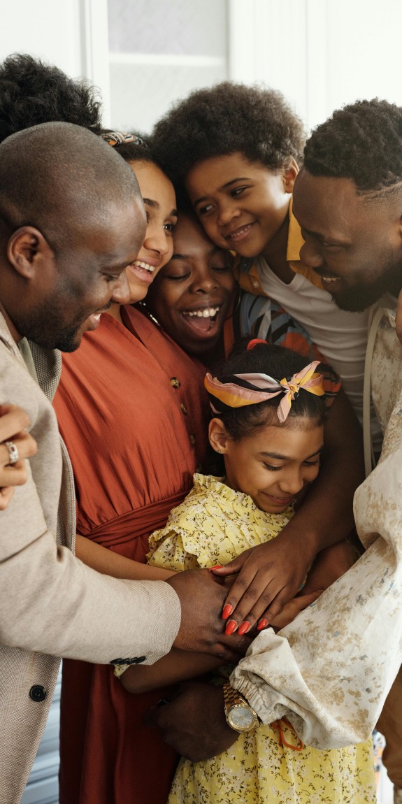 A family hugging