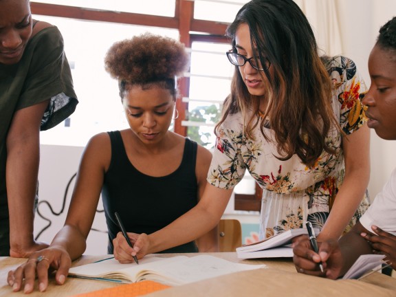 group of women working together