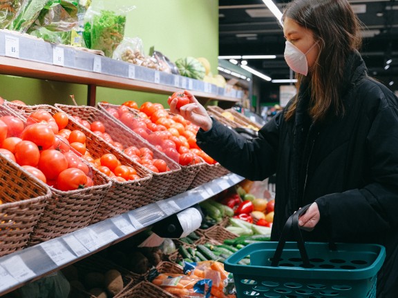 Migrated automatically. woman in face mask grocery shopping
