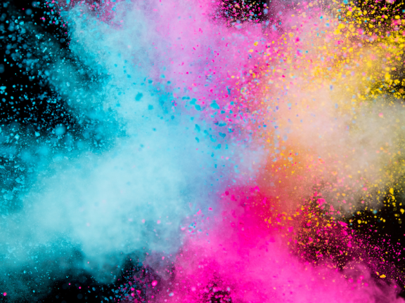 colorful powders thrown in the air