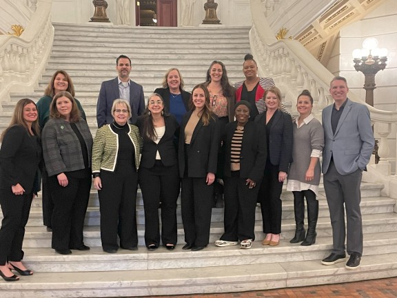 An image of CAN members from Bucks-Mont Collaborative inside the PA Capitol Building.