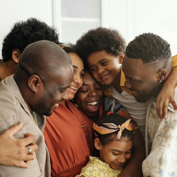 A family hugging
