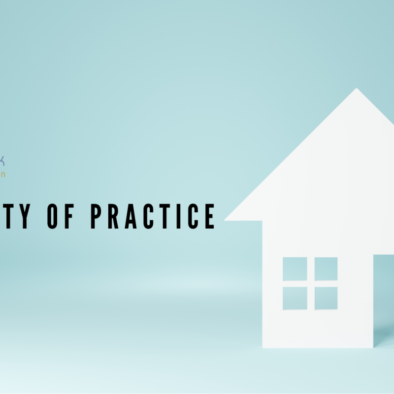 An image of a paper house, HealthSpark's logo, and the title 'Community of Practice.'