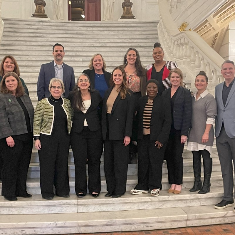 An image of CAN members from Bucks-Mont Collaborative inside the PA Capitol Building.