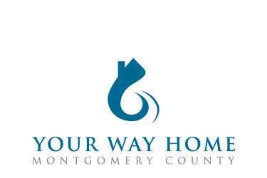 Graphic logo of a house with a swooping path leading to it and the words, "Your Way Home Montgomery County" underneath.