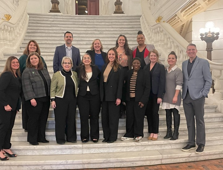 An image of CAN members from Bucks-Mont Collaborative inside the PA Capitol Building.